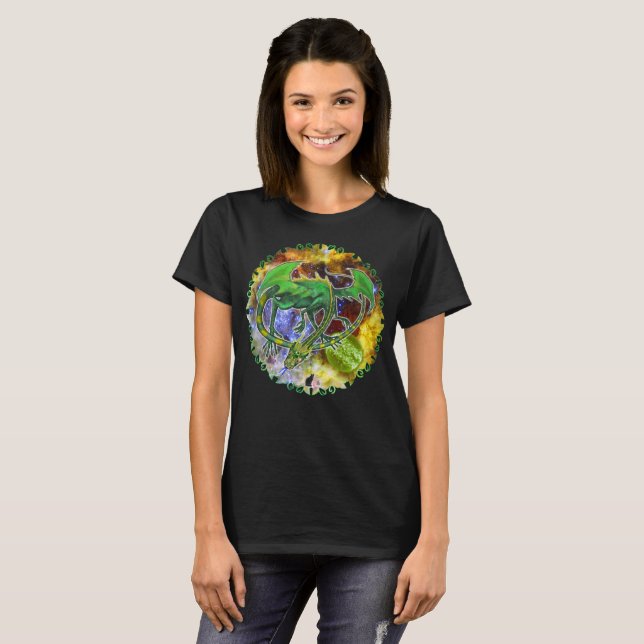 Camiseta de dragón cósmico esmeralda (Anverso completo)