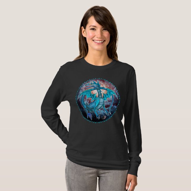Camiseta de Dragón Cósmico Turquesa (Anverso completo)