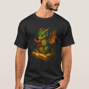Camiseta de dragón de lectura para bibliófilos, bi