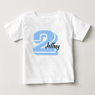 Camiseta de edad y nombre azul y negro