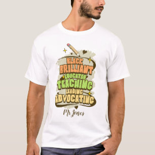 Camiseta de educador brillante negro