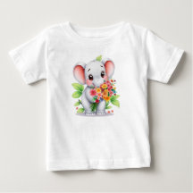 Camiseta de elefante adorable con ramo para bebé y