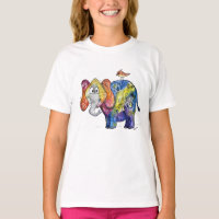 Camiseta de elefante alegre y colorida