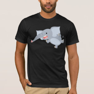 Camiseta de elefante de dibujos animados flotante