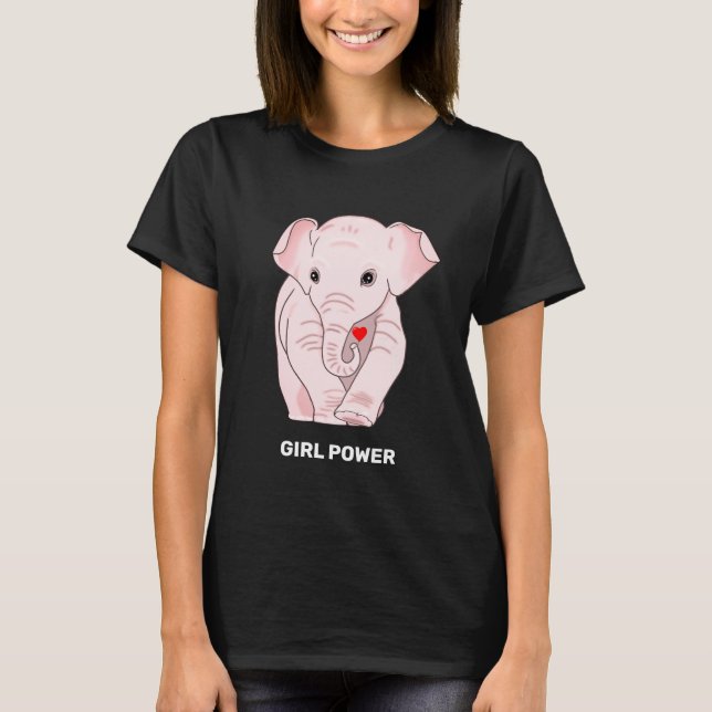 Camiseta de elefante rosa con poder de niña sosten (Anverso)