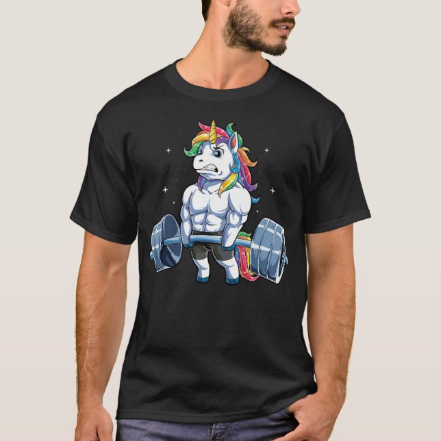 Camiseta de elevación de pesas de Unicornio Gimnas (Anverso)