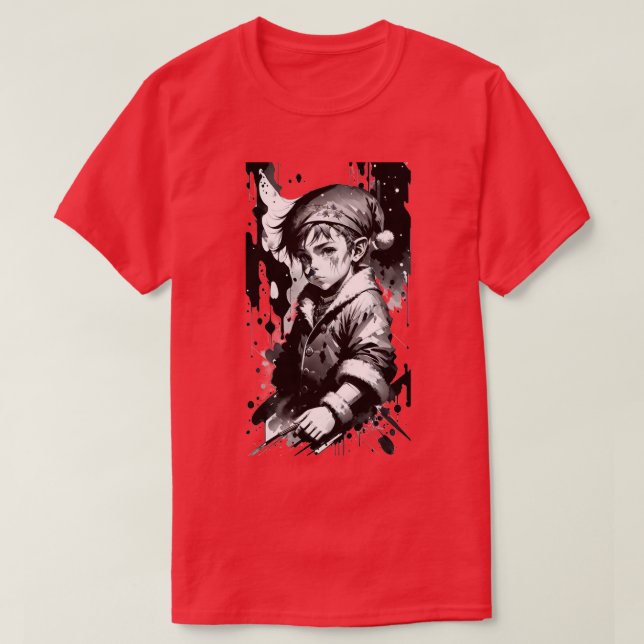 Camiseta de Elf Black con salpicter Navidades (Diseño del anverso)