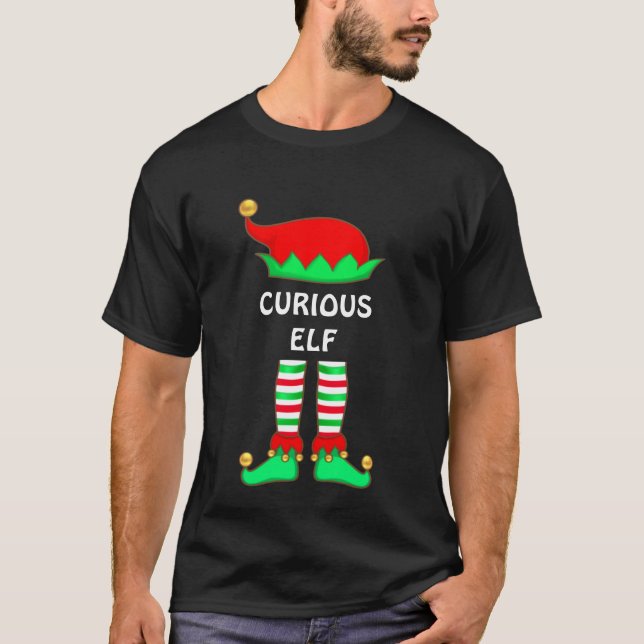 Camiseta de elfo curioso de Navidad moderna (Anverso)