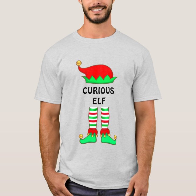 Camiseta de elfo curioso de Navidad moderna (Anverso)