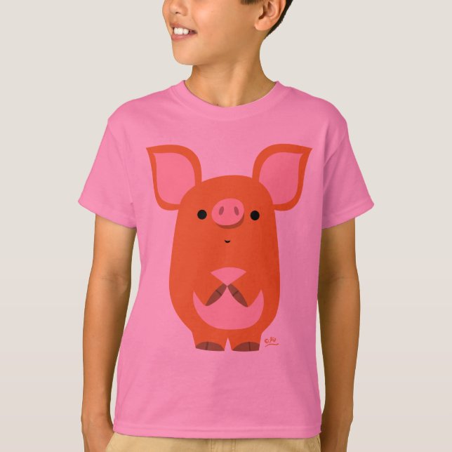 Camiseta de encargo de los niños del cerdo tímido (Anverso)