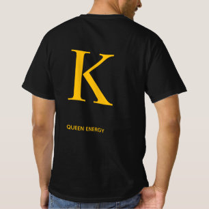 Camiseta de energía de la reina con letra dorada –