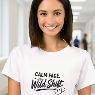 Camiseta de enfermera Calm Face Wild Shift Frontli