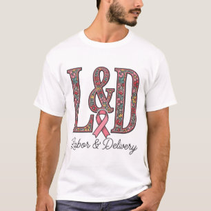 Camiseta de enfermera con monograma floral para La