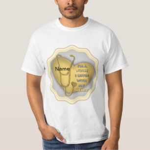 Camiseta de enfermera de corazón amarillo