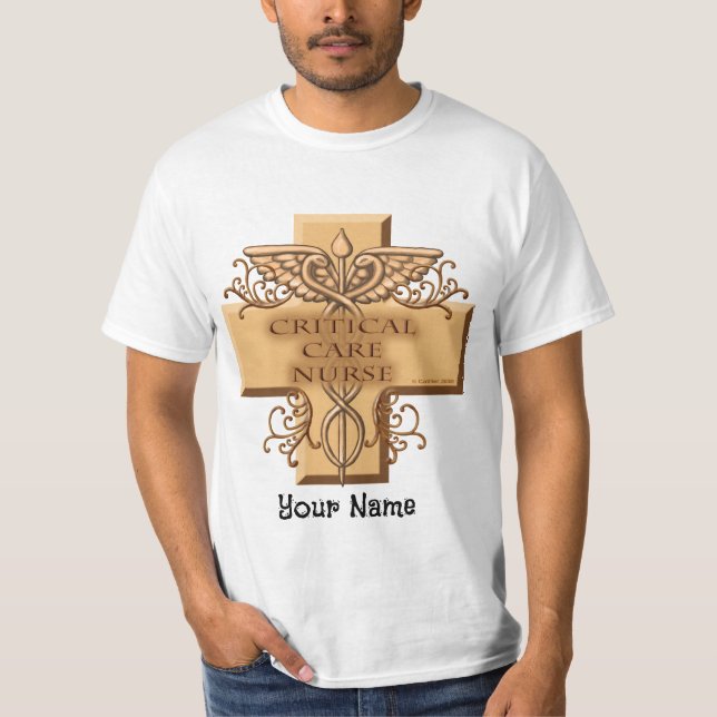 Camiseta de enfermera de cuidados críticos Caduceu (Anverso)