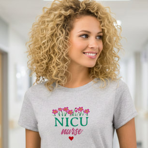 Camiseta de enfermera de UCI neonatal floral