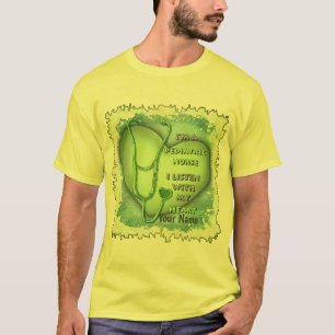 Camiseta de enfermera pediátrica de corazón verde