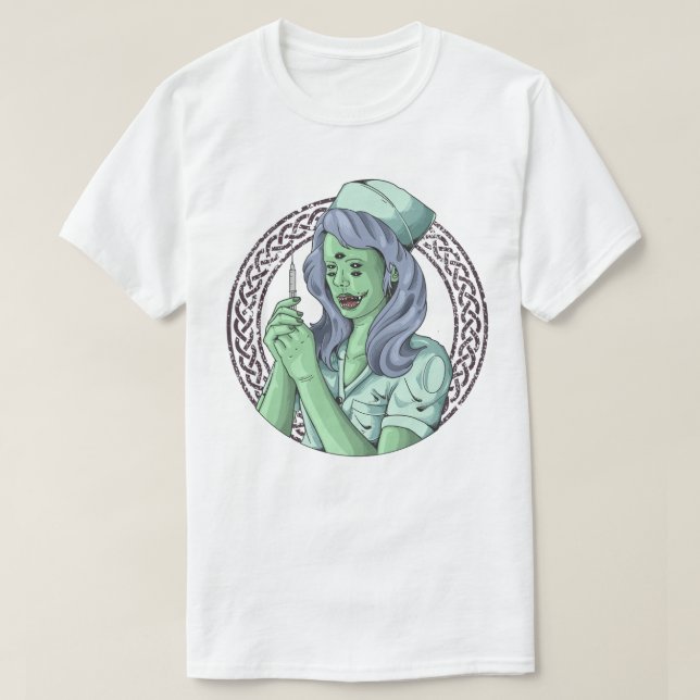 Camiseta de enfermería zombie (Diseño del anverso)