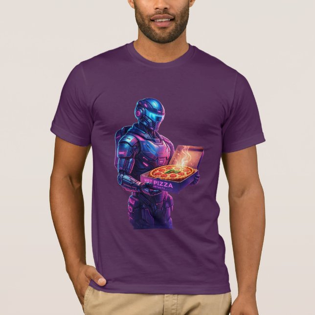 Camiseta de entrega de pizza Cyberpunk – Neon futu (Anverso)
