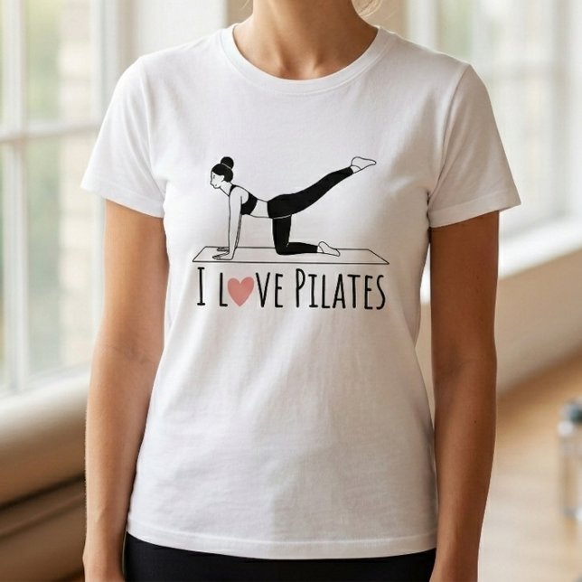 Camiseta de entrenamiento con corazón simplecita “ (I Love Pilates Quote Simple Heart Workout Tee)