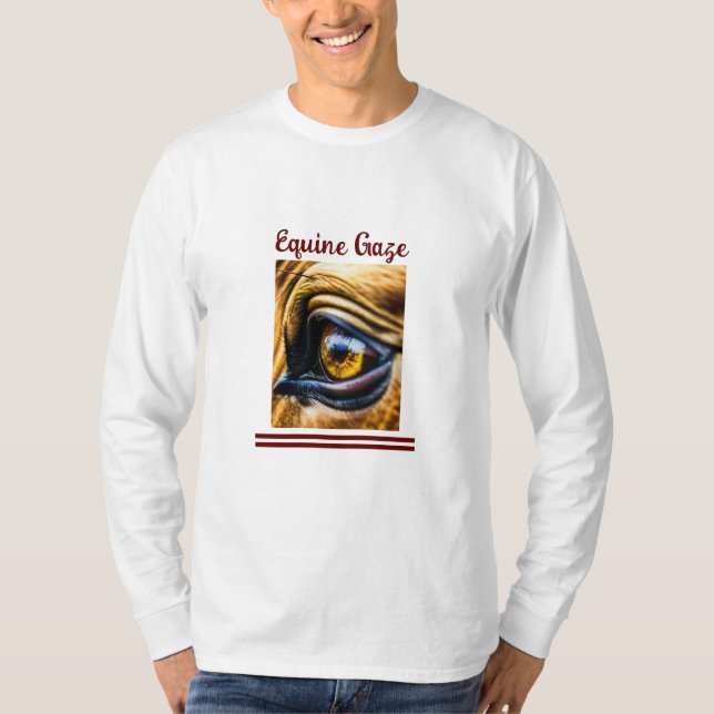 Camiseta de "Equine Gaze" Basic Mens de larga dura (Anverso)
