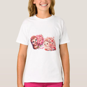 Camiseta de erizos enamorados en acuarela adorable