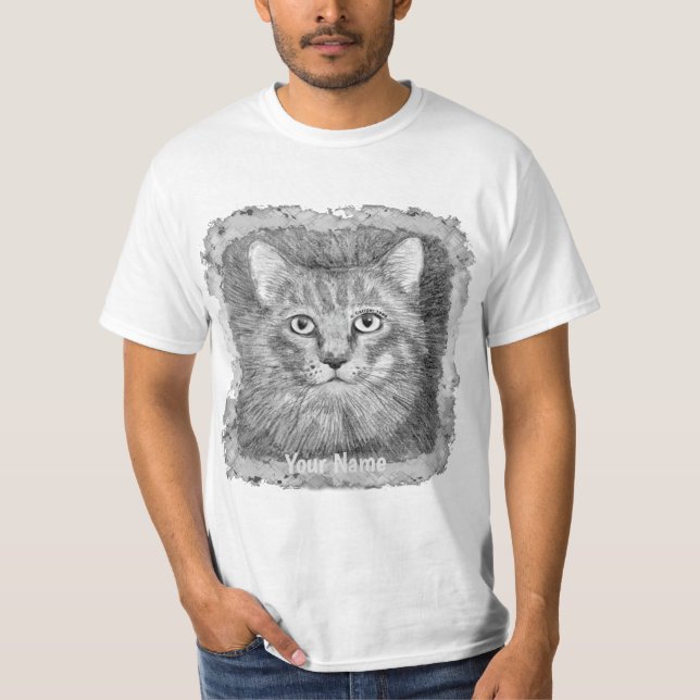 Camiseta de esbozo de cara de gato (Anverso)