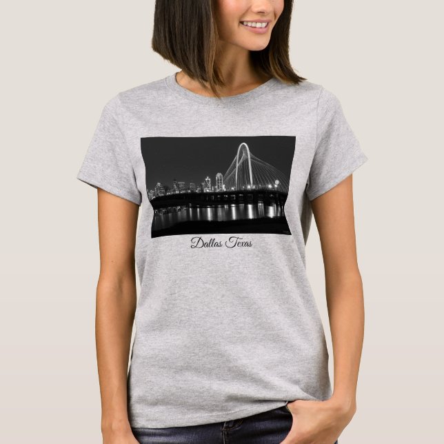Camiseta de escala de grises de Dallas Bridge View (Anverso)