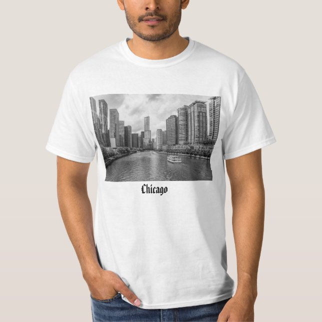 Camiseta De Escala De Grises Del Río Chicago Y Tru (Anverso)