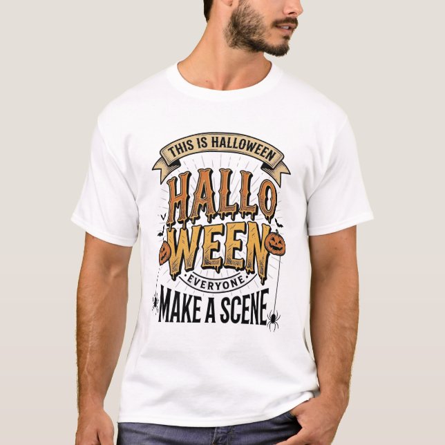 Camiseta de escena de Halloween Grabado vintage Ca (Anverso)