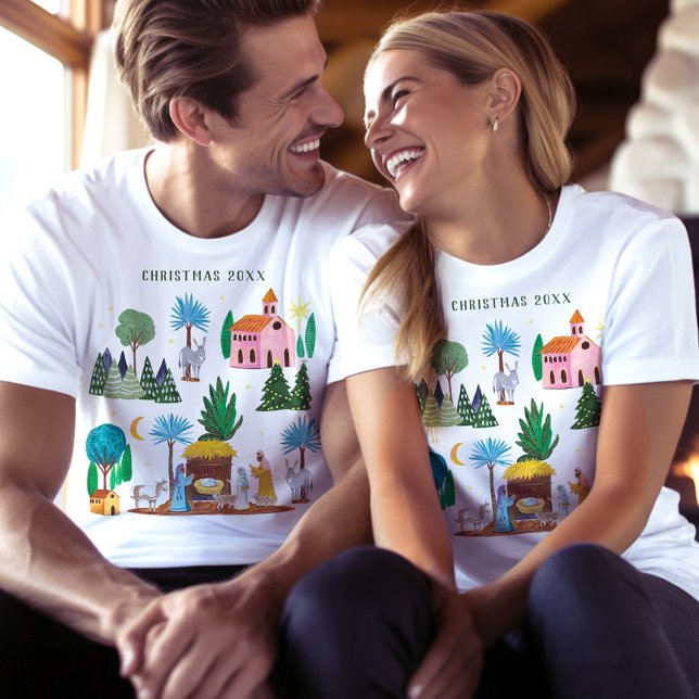 Camiseta de escena de Natividad de Navidad religio (Religious Christmas Nativity Scene T-Shirt)