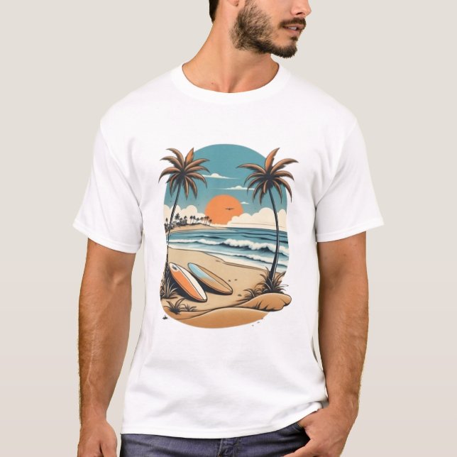 Camiseta de escena de playa (Anverso)