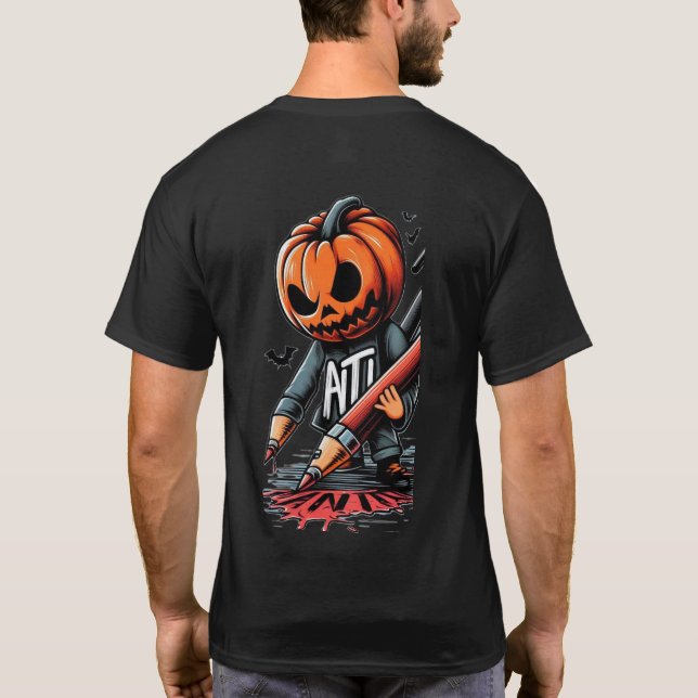 camiseta de escritura de halloween (Reverso)