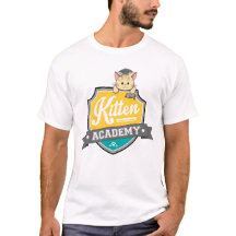 Camiseta de Escudo de la Academia de Gatitos (Blan