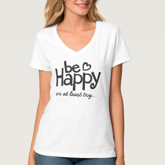 Camiseta de eslogan tipográfico feliz (Anverso)