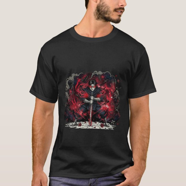 Camiseta de espada de ojos rojos de ninja oscuro A (Anverso)