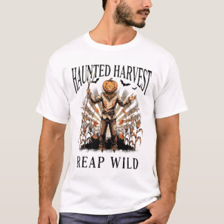 Camiseta de espantapájaros de calabaza de cosecha