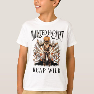 Camiseta de espantapájaros de calabaza de cosecha