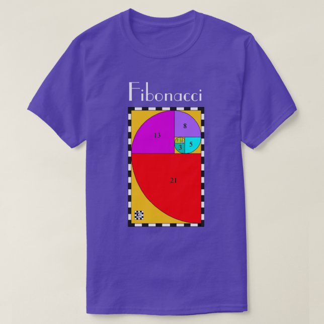 Camiseta de espiral de Fibonacci colorida (Diseño del anverso)