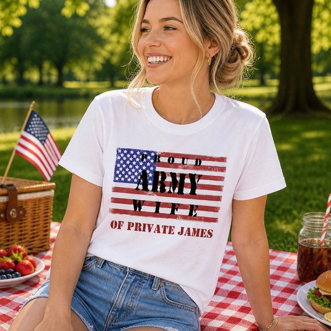 Camiseta de Esposa Orgullosa del Ejército Camiseta (Proud Army Wife Shirt Patriotic Flag T-shirt)
