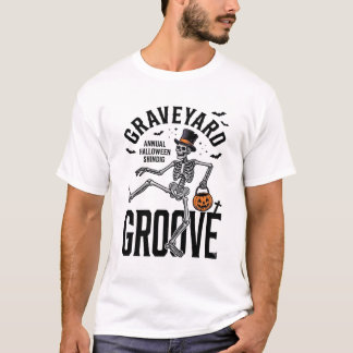 Camiseta de esqueleto bailando con arte vintage de