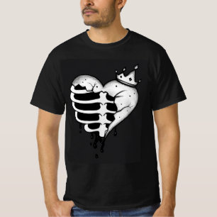 Camiseta de esqueleto de corona de corazón roto –