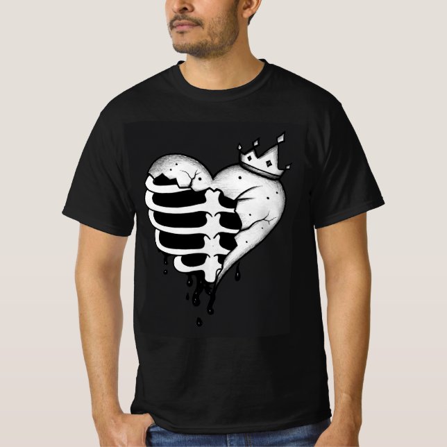 Camiseta de esqueleto de corona de corazón roto –  (Anverso)