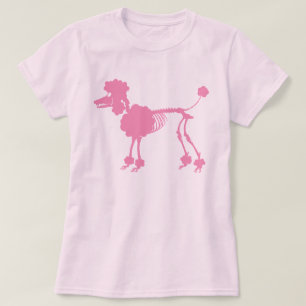 Camiseta De Esqueleto De Poodle Rosa