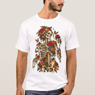 Camiseta de esqueleto floral vintage – Rosas gótic