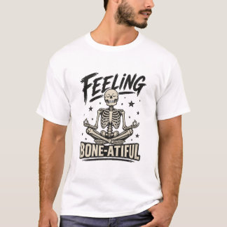 Camiseta de esqueleto meditando con sensación ósea