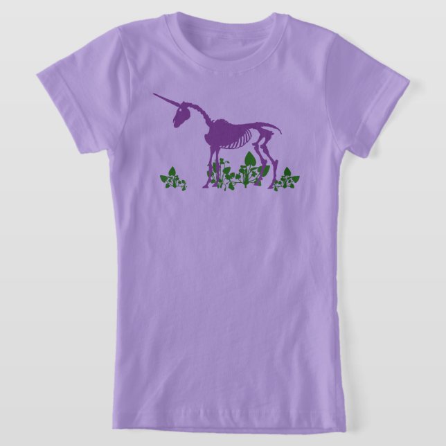 Camiseta de esqueleto morado de unicornio (Distribución)