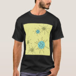Camiseta de estallidos atómicos de icónico amarill<br><div class="desc">Este patrón de camiseta con estrenos atómicos icónicos amarillos presenta estallidos atómicos icónicos. ¡Así es! La vieja escuela, el fondo amarillo con especkles dorados es el escenario perfecto para el turquesa, el apetitoso apio y los círculos kitschy de color verde peral. Las manchas de color se colocan esporádicamente en varios...</div>