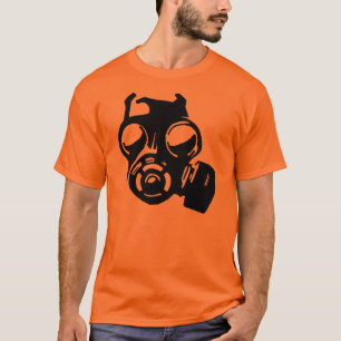 Camiseta de esténcil gráfico de máscara de gas