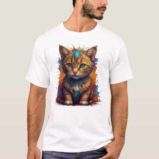 Camiseta de estilo acogedor de gato naranja minima